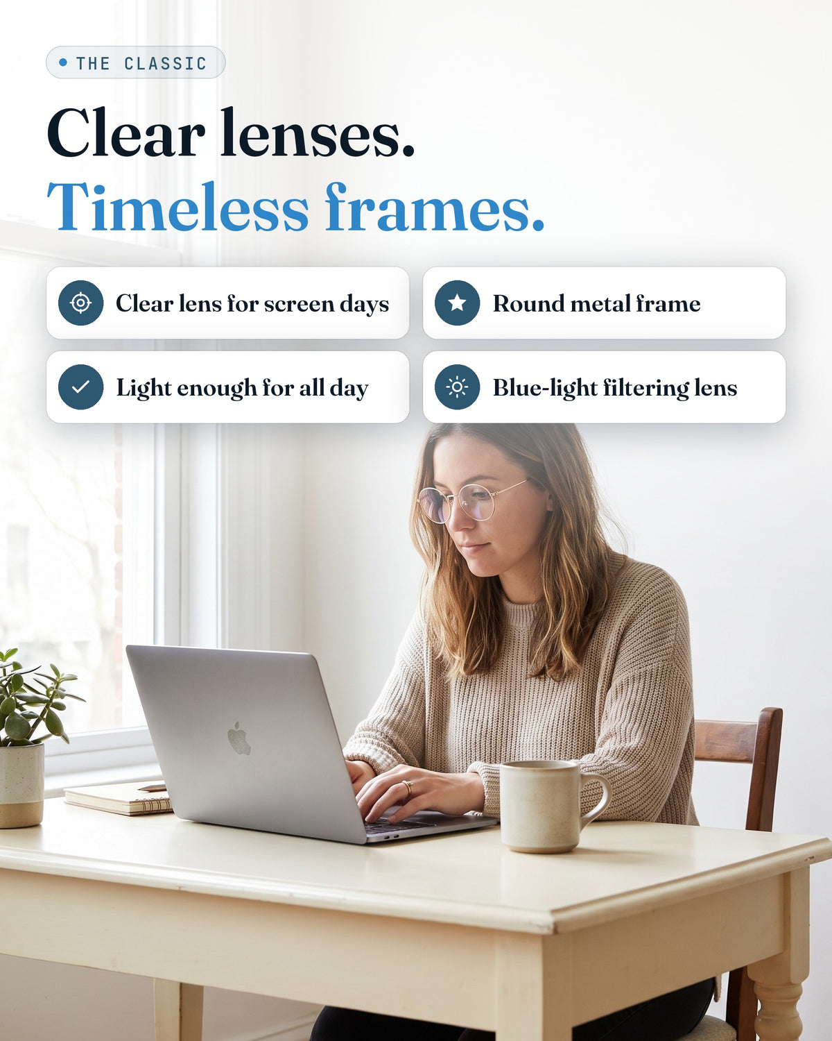 GroundingFlow Classic round glasses — key benefits