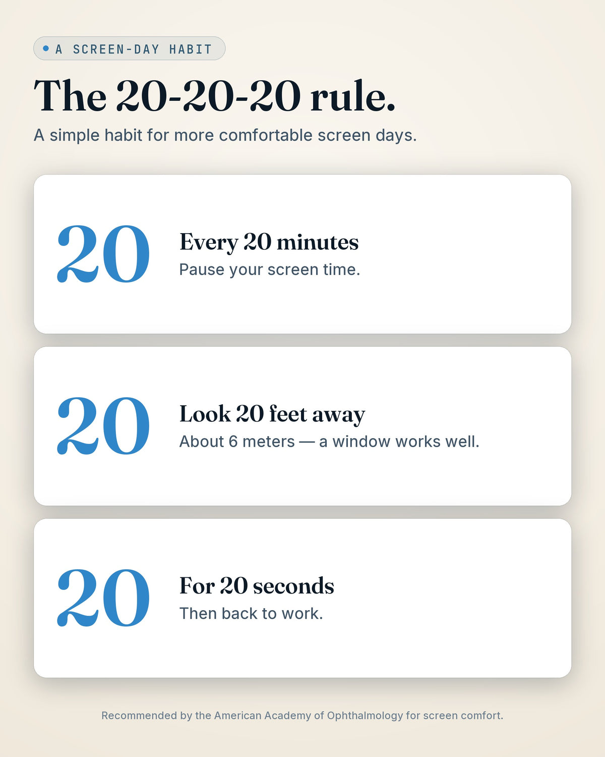 GroundingFlow Classic round glasses — the 20-20-20 rule for screen days