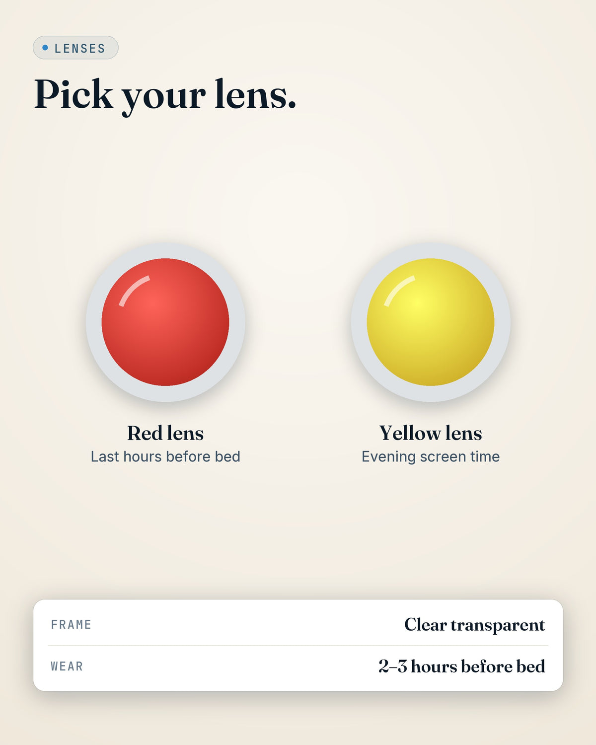 GroundingFlow clear-frame evening glasses — red or yellow lens options