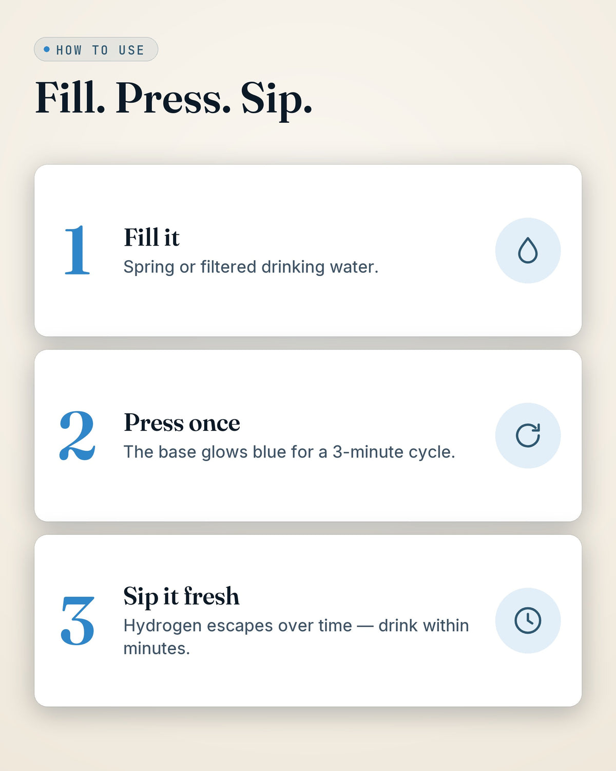GroundingFlow hydrogen water bottle — how to use, step by step