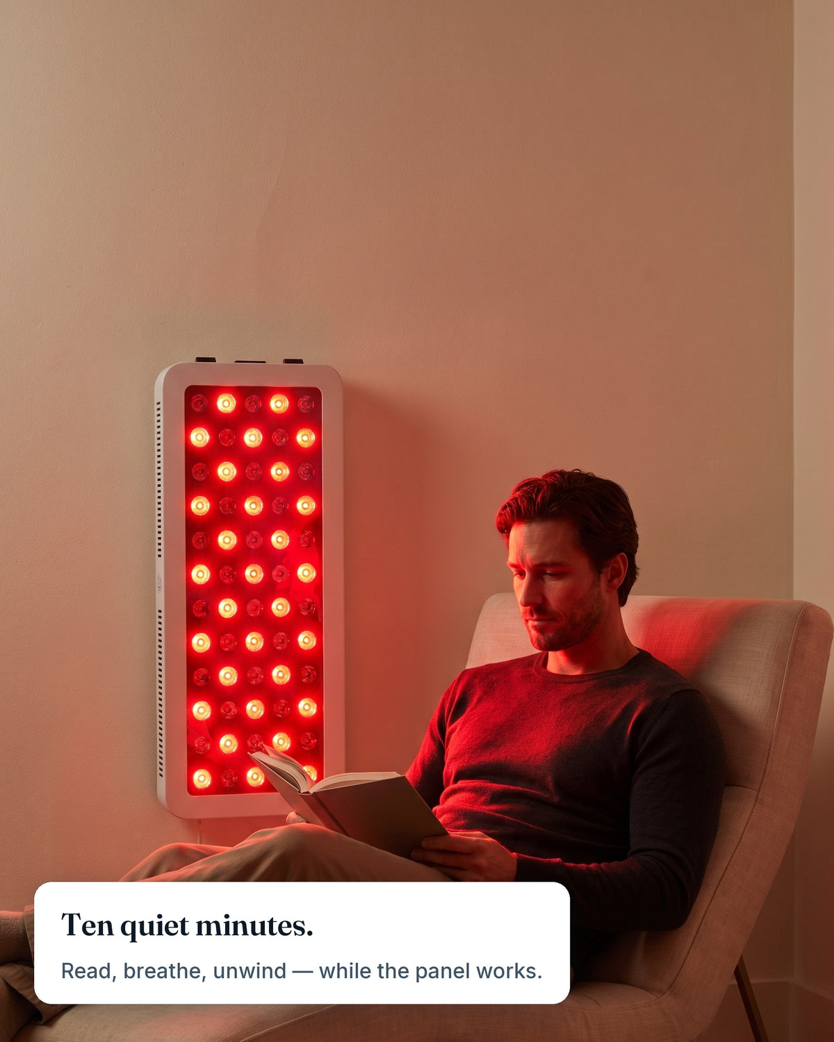 GroundingFlow full-body red light panel in use