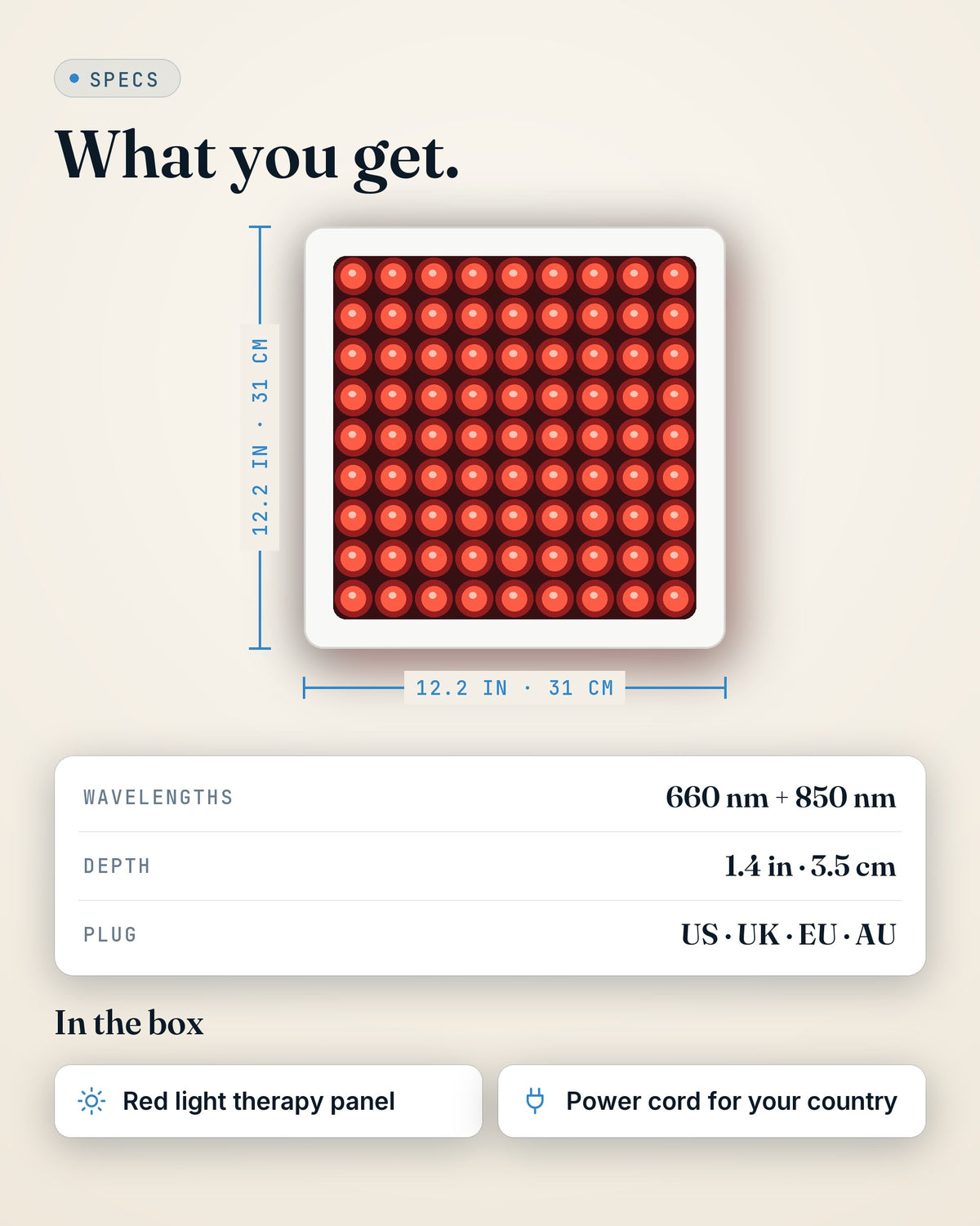 GroundingFlow red light therapy panel — specs and what's in the box