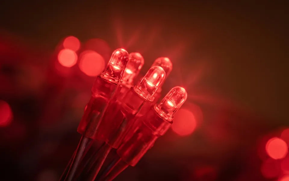 LED rojos brillando de cerca