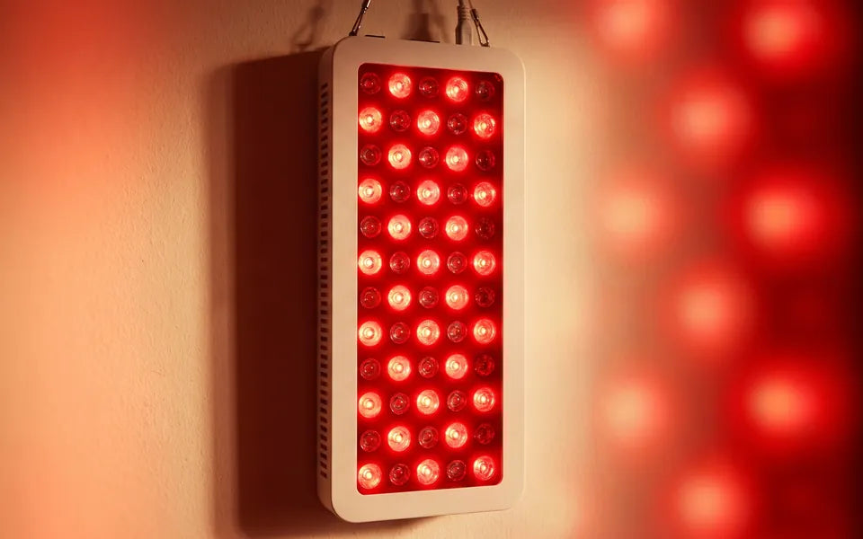 Primer plano de los LED rojos del panel alto